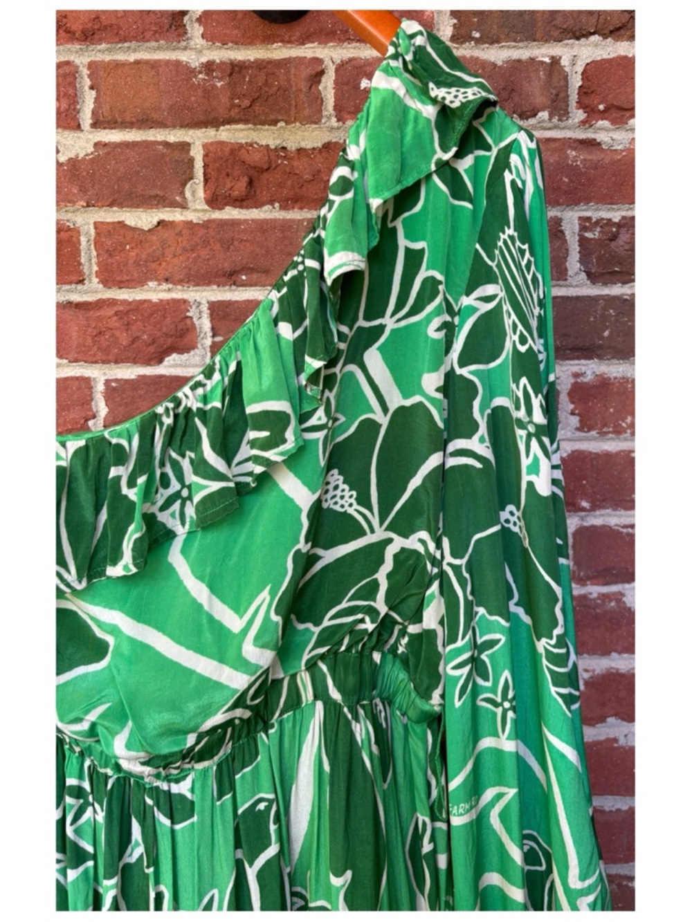 NWOT Anthropologie Farm Rio Printed One Shoulder Ruffle Dress in Living Nature M - Picture 12 of 16